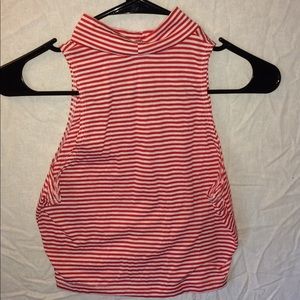 Red and white stripe crop top